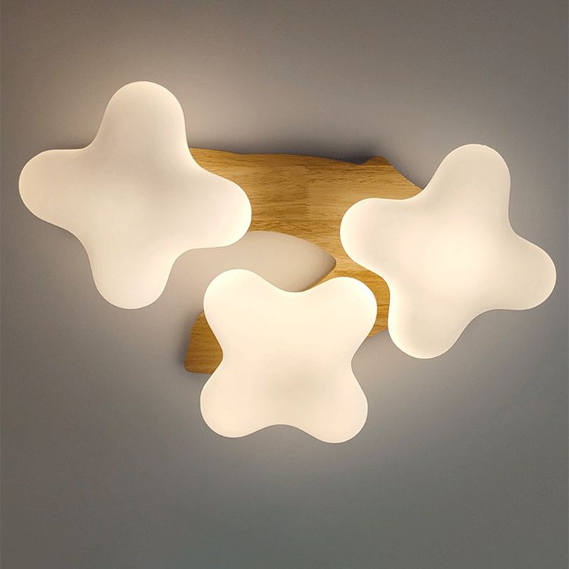 Geometric Shape Glass Flush Light Modern Style Multi Lights Flush Mount Fixture in Brown