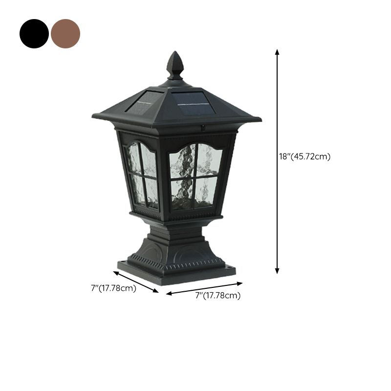 Rectangle Shape Metal Outdoor Light Modern Single Light Solar Pillar Lamp