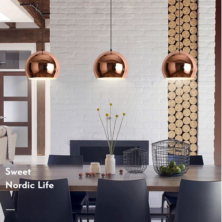 Simplicité ombragée plafonnier Light Metal Dinning Room Down Lighting Pendentif en or rose
