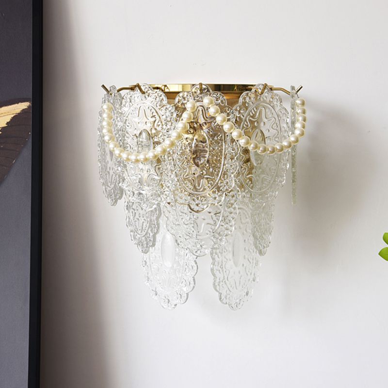 Wall Light Fixture Modern Style Glass Shaded Wall Mount Lighting