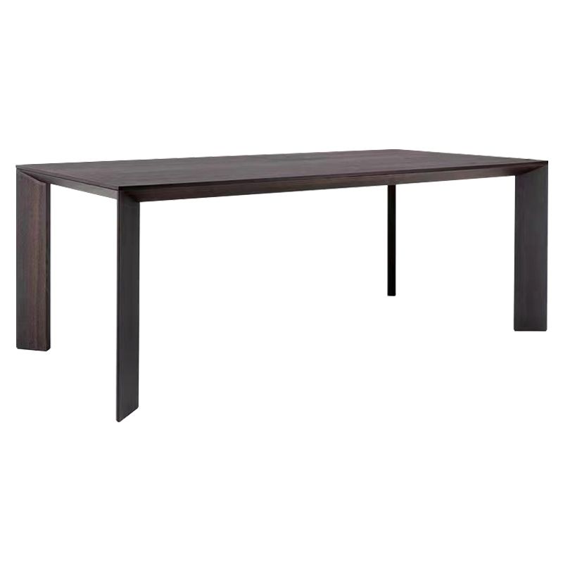 Mesa rectangular de madera maciza de pino, mesa de comedor moderna de color marrón oscuro con 4 patas para restaurante