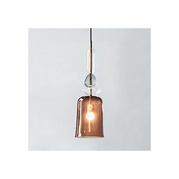 Pink/Blue/Amber Globe/Cylindrical/Dome Suspension Pendant Modernist 1 Light Smooth/Water Glass Hanging Ceiling Light