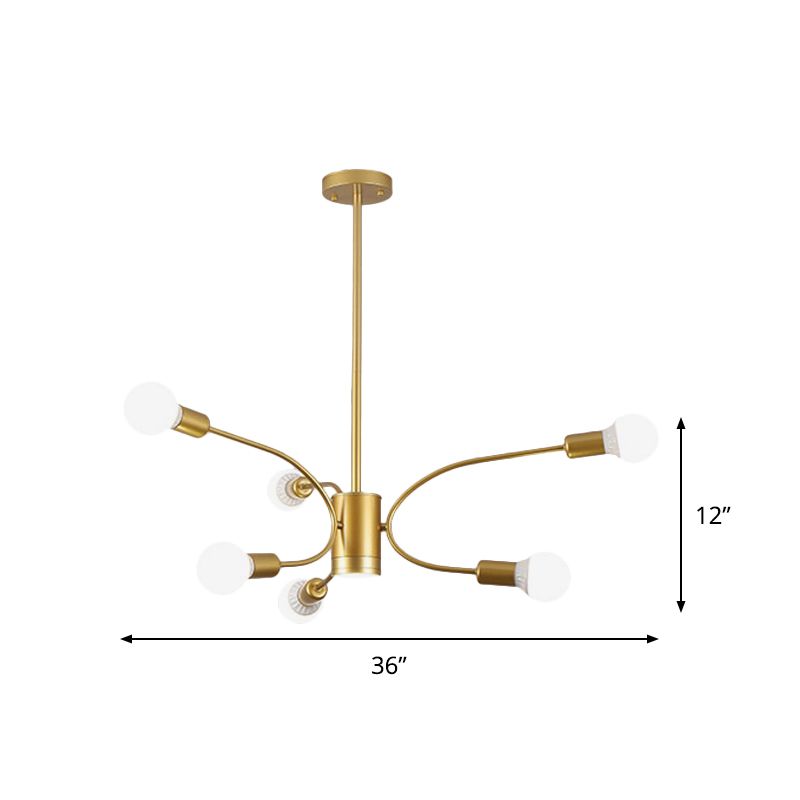 Modernist Sputnik Chandelier Lamp Metallic 6/8/12 Lights Living Room Ceiling Pendant Light in Gold