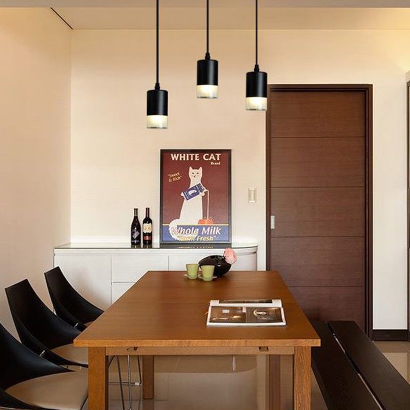 Industrial Acrylic Hanging Light, Black Swag Pendant Light with 157.5" Hanging Rope for Indoor