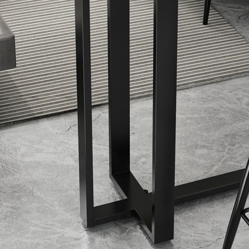 Sintered Stone Bar Table Black and Metal Base Bar Table for Kitchen Living Room