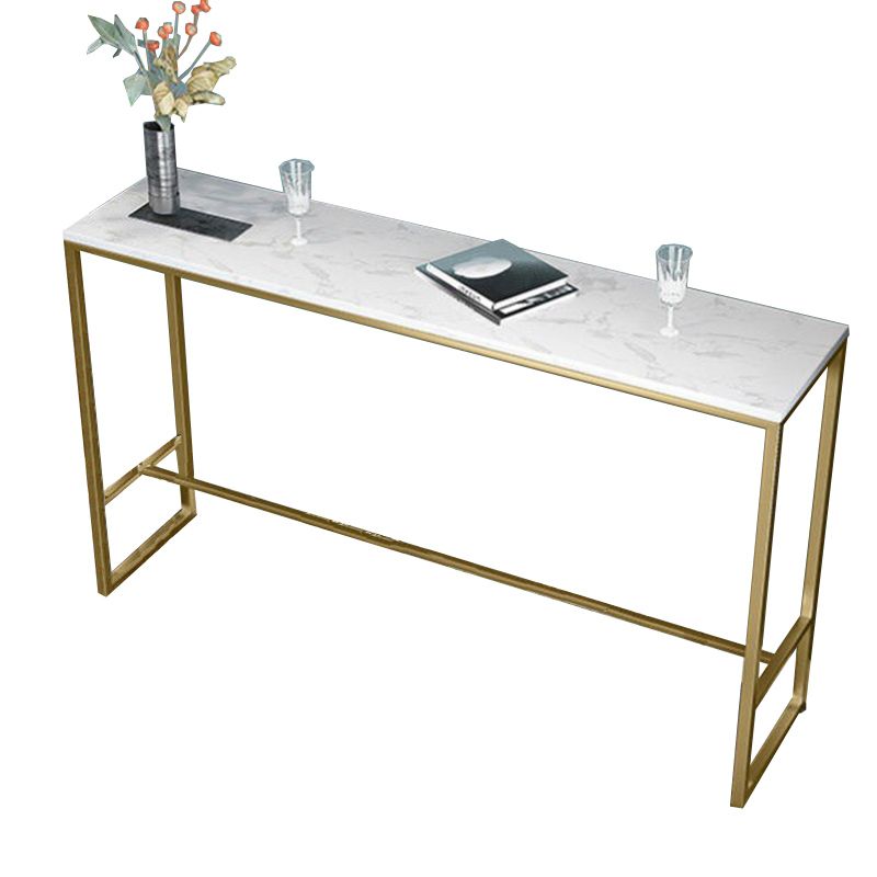 White Sintered Stone Bar Table Trestle Base Dining Table for Kitchen