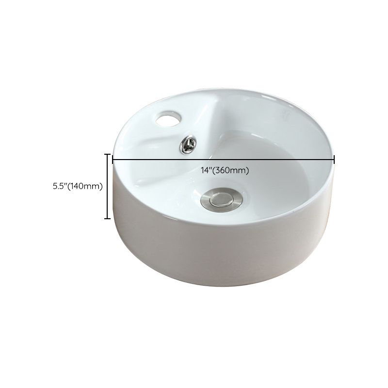 Modern Bathroom Sink Pop-Up Drain Porcelain Round Vessel Sink