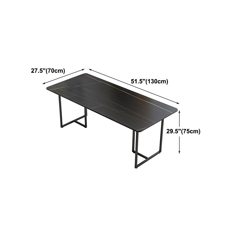 Industrial Black Table for Restaurant Rectangle Dining Table with Double Pedestal