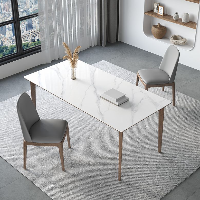 Modern Sintered Stone Top Dining Set Rectangle 1/2/3/4/5/7 Pieces Wooden Table Set