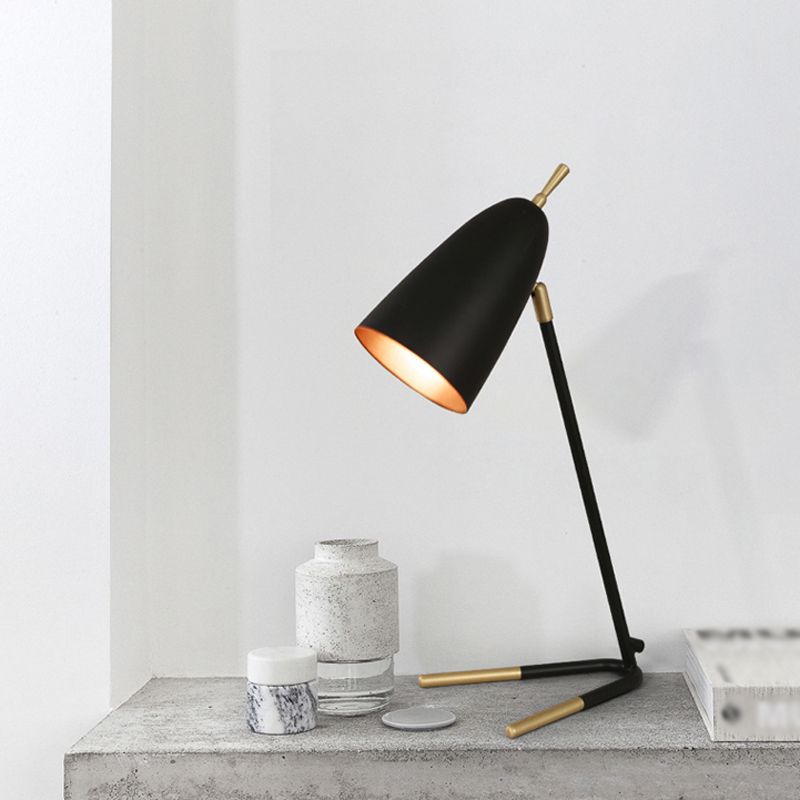 Modern Style Cone Night Table Lamp Metal 1 Light Nightstand Lamp