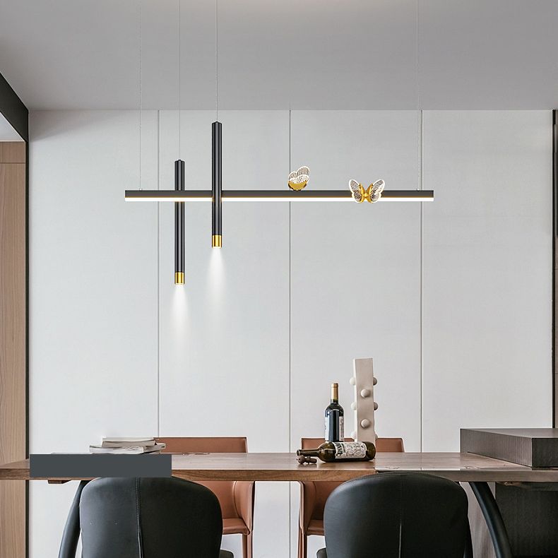 MEW BLACK MODED MODERN ISOLA LED LINEAR LED 2 Spotlights Luci a sospensione per sala da pranzo