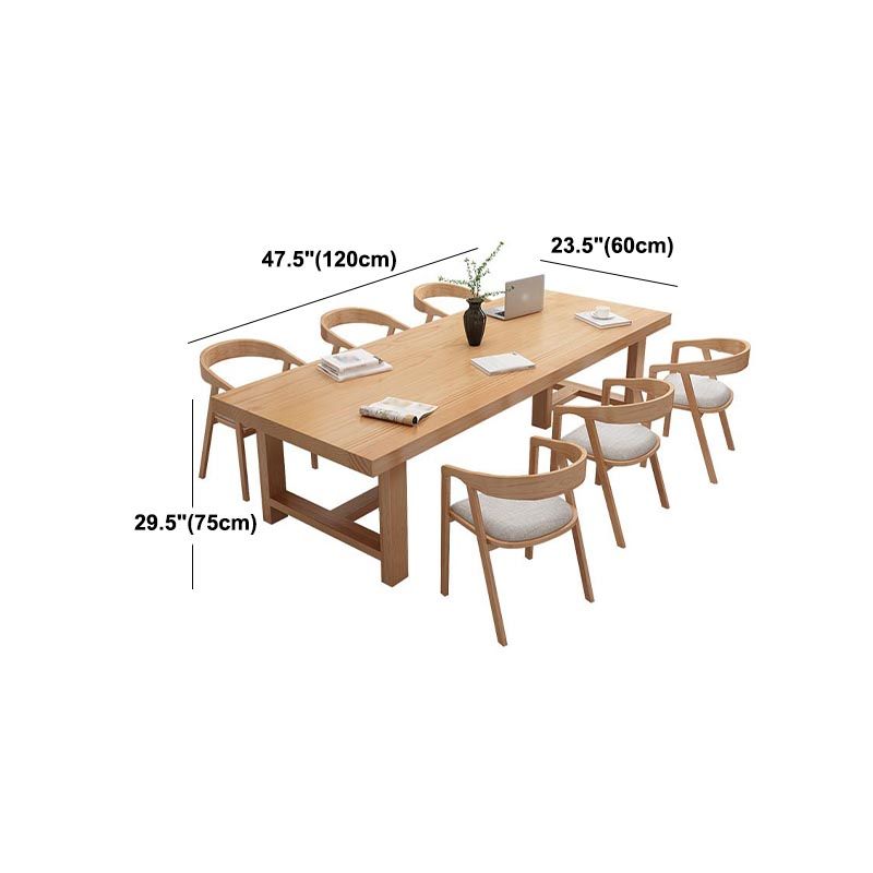 Table de salle à manger rectangulaire contemporaine en bois naturel en pin avec double piédestal