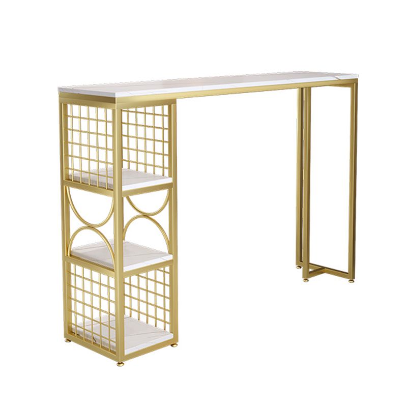 Contemporary Double pedestal Patio Bar Table Indoor Stone Bistro Bar Table with Storage