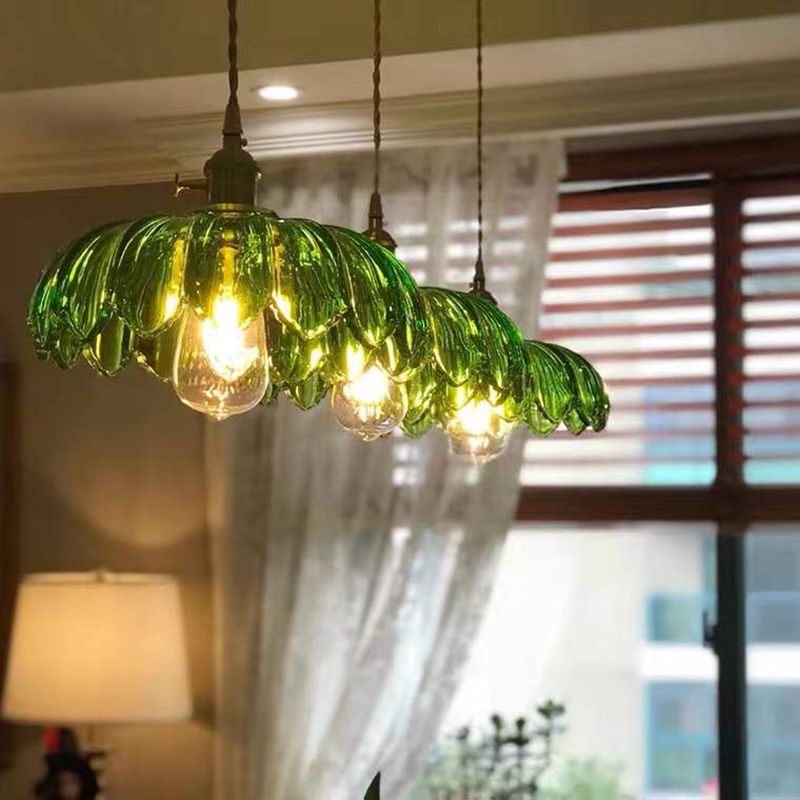 Lampada appesa a 1 luce delle viti, vetro a costola contemporanea lampada appesa