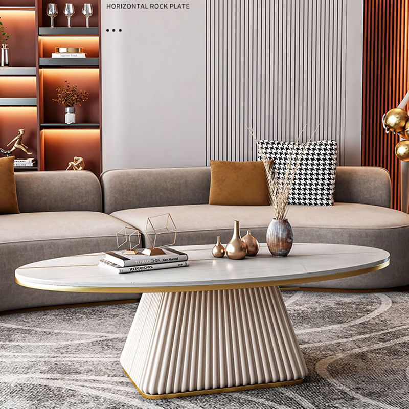 Glam Single Coffee Table Oval Pedestal Coffee Cocktail Table