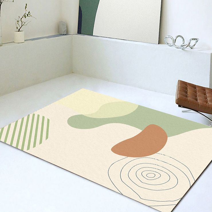 Green Modern Area Rug Color Block Polyester Rug Non-Slip Backinng Carpet for Living Room