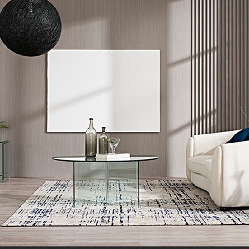 Round Clear Glass Coffee Table Dia 39.37-In 1 Single Cocktail Table