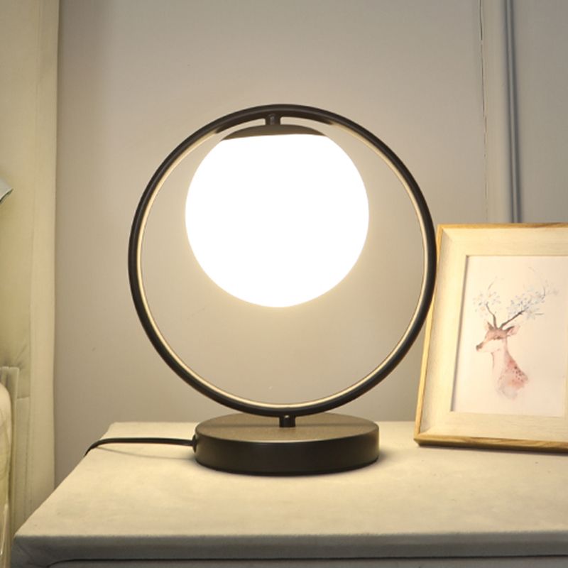 Modern Style Geometry Night Table Lamp White Glass One Light Table Light for Bedroom