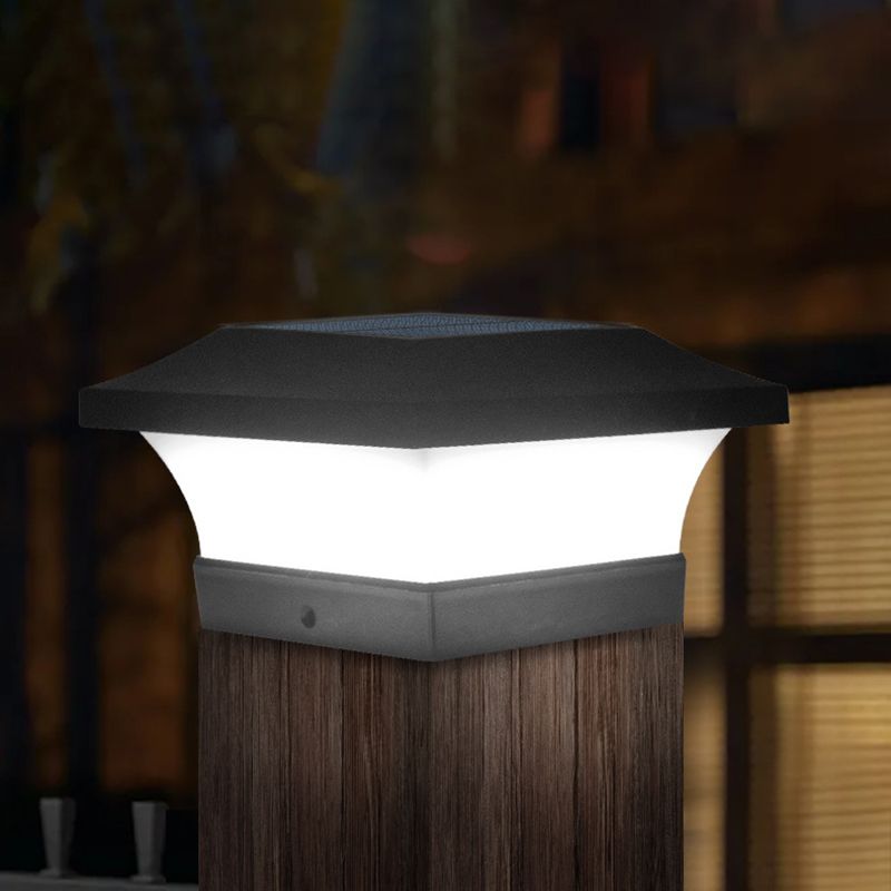 Black Contemporary Metal Pillar Lamp Square Shape Outdoor Waterproof Light