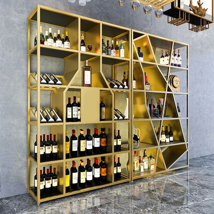 Metal Floor Wine Bottle Rack Glam Wine Bottle Holder with Shelf