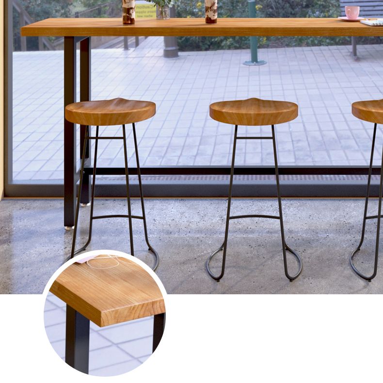 Rectangle Wood Top Counter Table Industrial Bar Table for Dining Room
