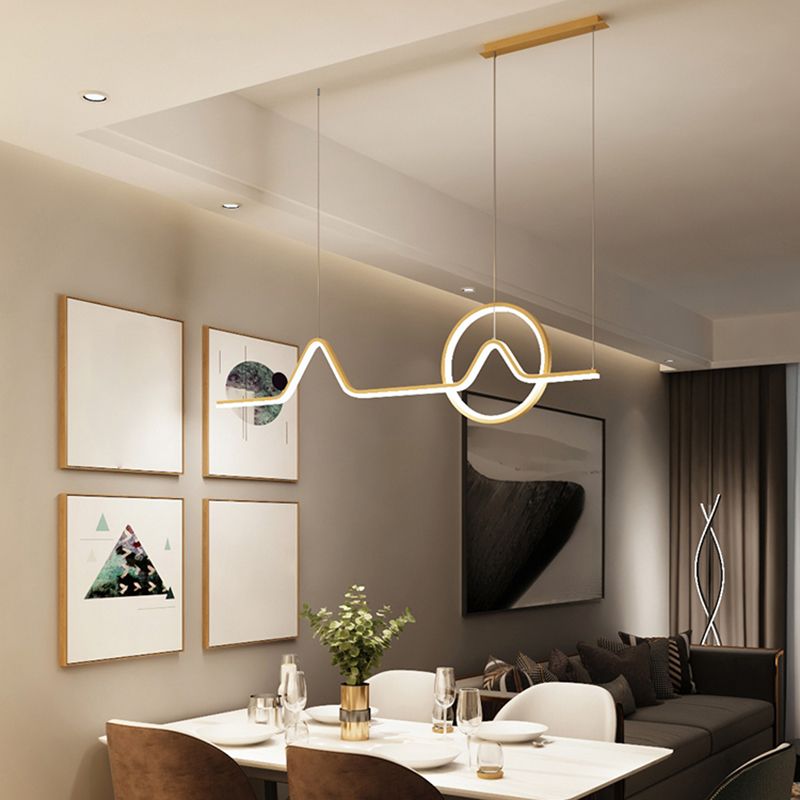 Simplicity Contemporary Style Island Light Line Shaped LED Hanging Light for Sitting Room