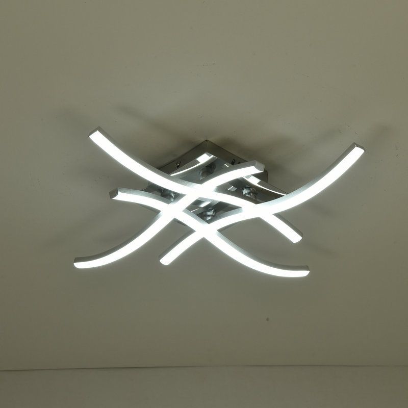 Plafoniera moderna a LED per montaggio a semi-incasso Lampada da soffitto cromata intrecciata per montaggio a incasso con paralume in metallo