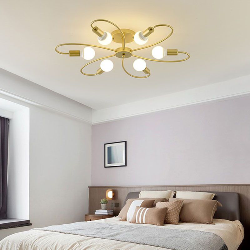 Simple Metallic Ceiling Lamp Contemporary Flush Mount Light Fixture