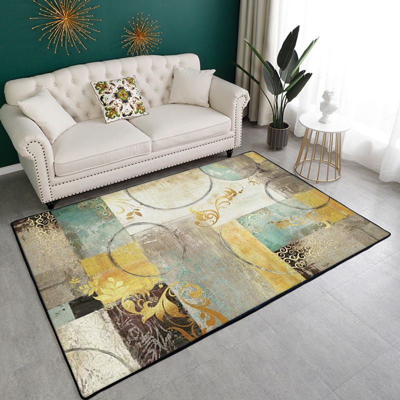 Zwart eenvoudig tapijt polyester abstract patroon tapijt wasbaar tapijt voor woonkamer