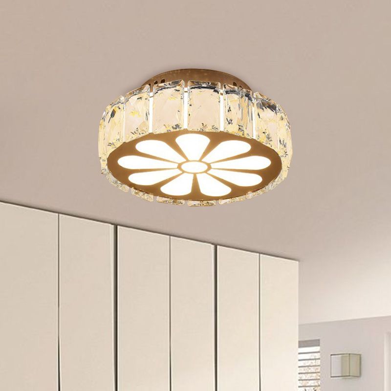 Prismatic Crystal Chrome Ceiling Flush Flower Patterned Circle Modernist LED Flush Mount Light Fixture