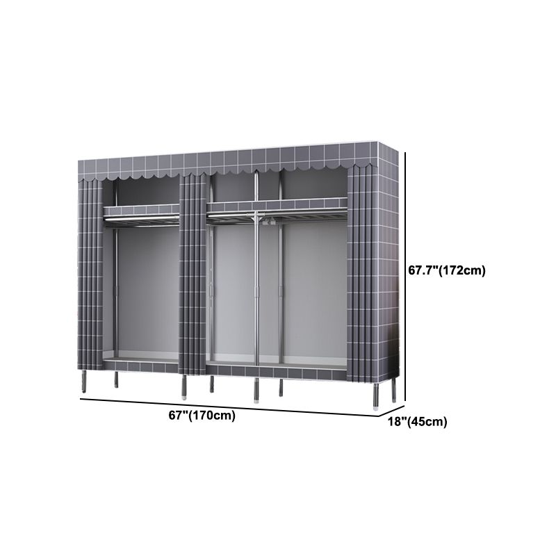 Modern Style Wardrobe Metal Wardrobe Closet with Garment Rod