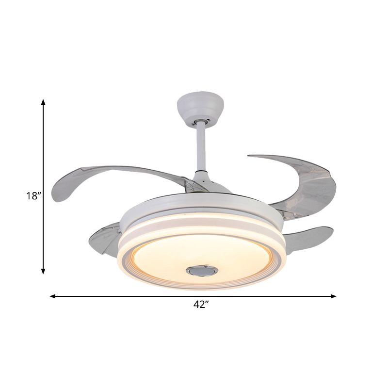 Lámpara de ventilador colgante redondo de 42 "de ancho de 42" de ancho de 42 "Lighting Semi Flush Mounting de dormitorio moderno con 8 cuchillas, control remoto/conversión de frecuencia y control remoto