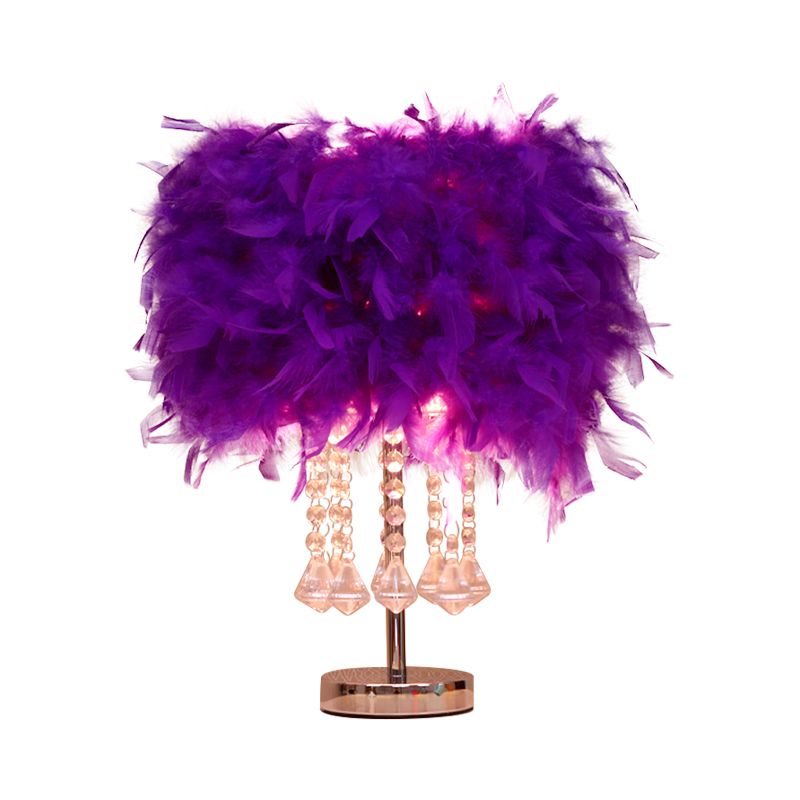 Runde Esstischtisch Leichte Feder 1 Kopf moderne Nachtlampe in Rot/Rosa/Rose Rot mit Kristalltropfen