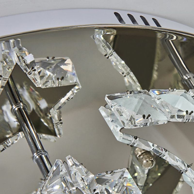 Contemporary Star Flush Light Crystal Flush Mount Ceiling Fixture in Silver
