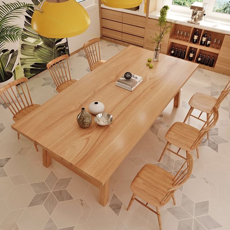 Rectangle Wood Dining Table for Restaurant Modern Pine Table with Trestle Base