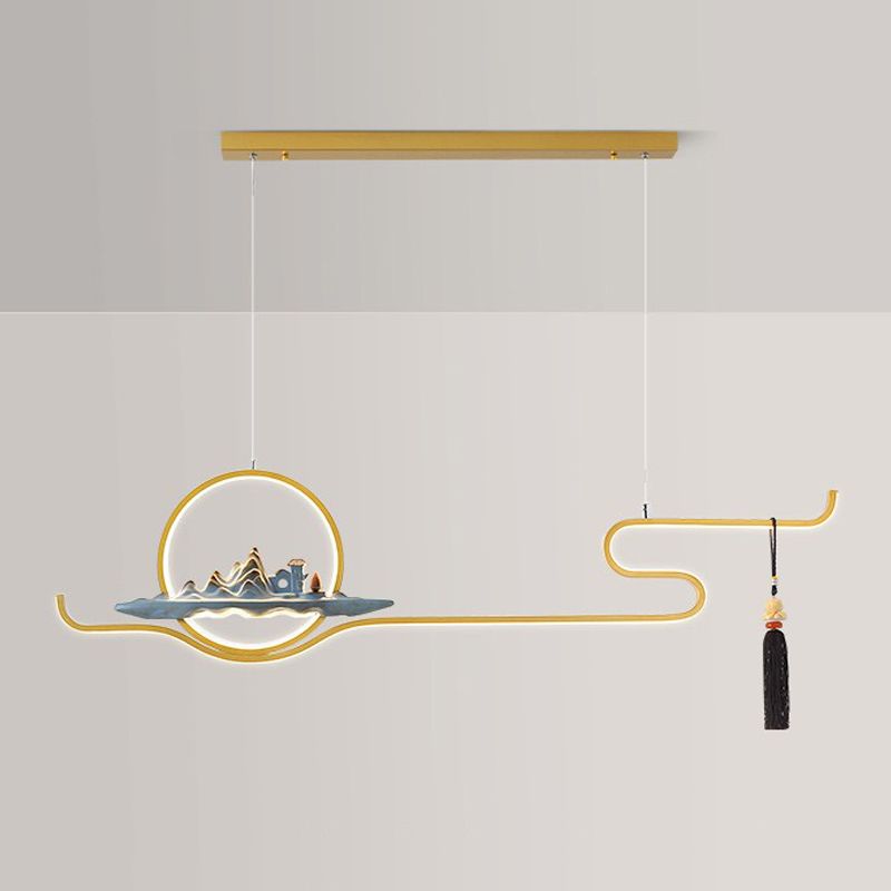 Contemporary Kitchen Pendant Lights Linear Island Chandelier Lights Metal 2 Light