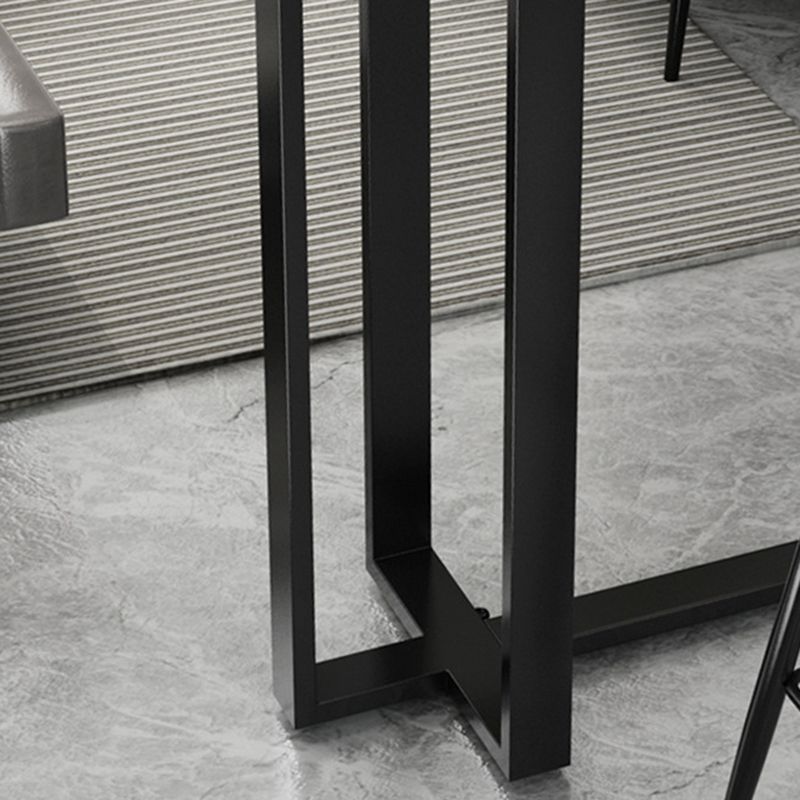 Modern 1/3 Pieces Bar Table Set Rectangle Stone Counter Table with High Stools for Balcony