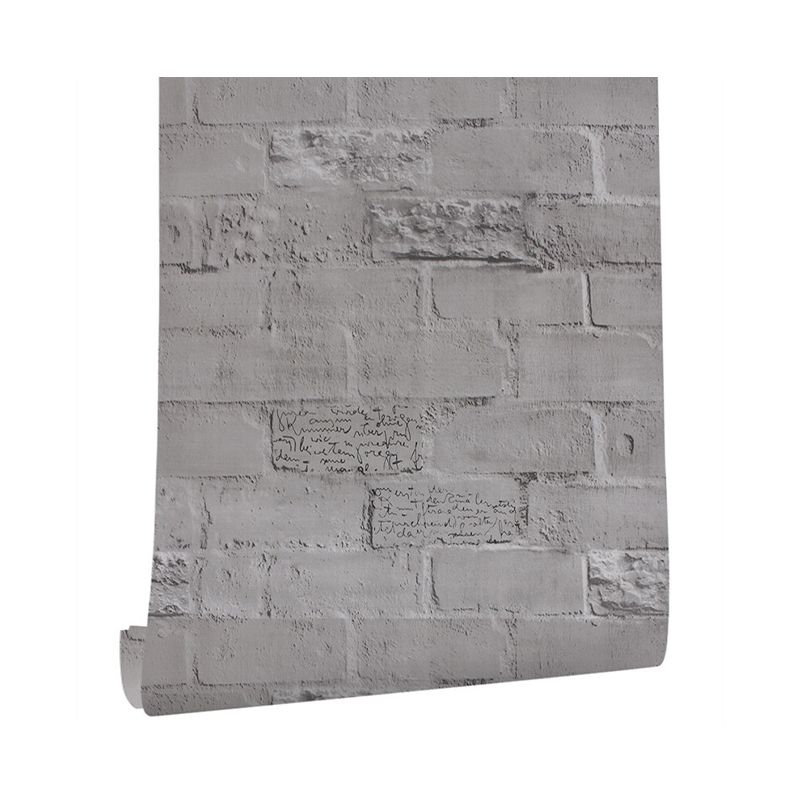 Self-Adhesive Brick Wallpaper Rustic Solid Concrete Wall Decor in Grey, 29.1-sq ft
