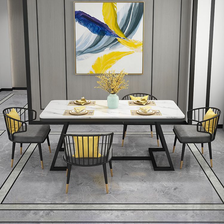 Modern 1/2/5/7 Pieces Dining Set White Stone Top Dining Furniture