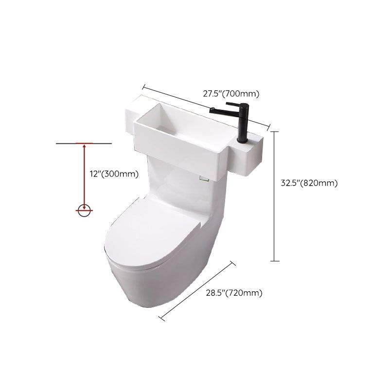 Contemporary Toilet Bowl Wall Mount One-Piece Toilet Flush Toilet (Faucet not Included)