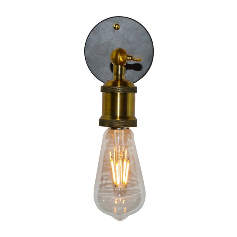 Disc-Shaped Base Wall Sconce Lighting Industrial Style Glass 1 Head Wall Mounted Light Fixture