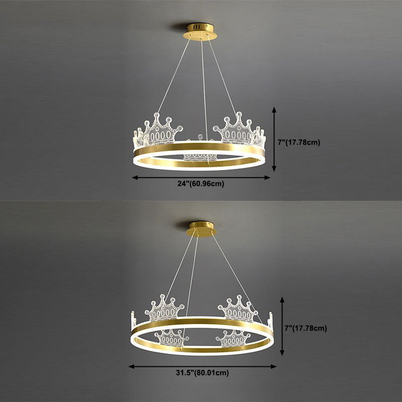 Postmoderner Kreis Kronleuchter Messing Kronleuchter Anhänger in Gold für Esszimmer