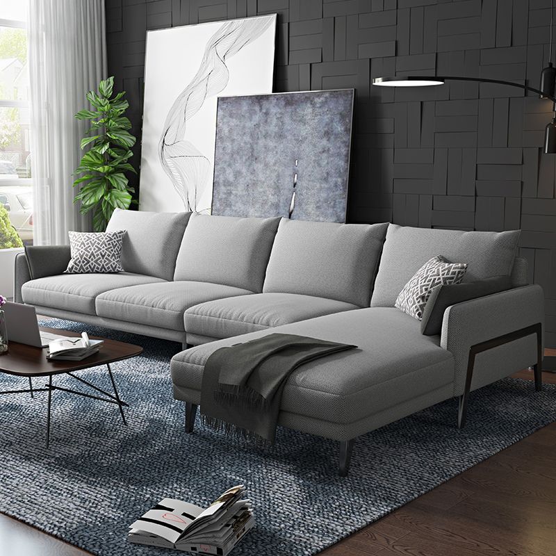 Modern Sectional with Linen Blend Pillow Back and Pillow Top Arms for 4 People