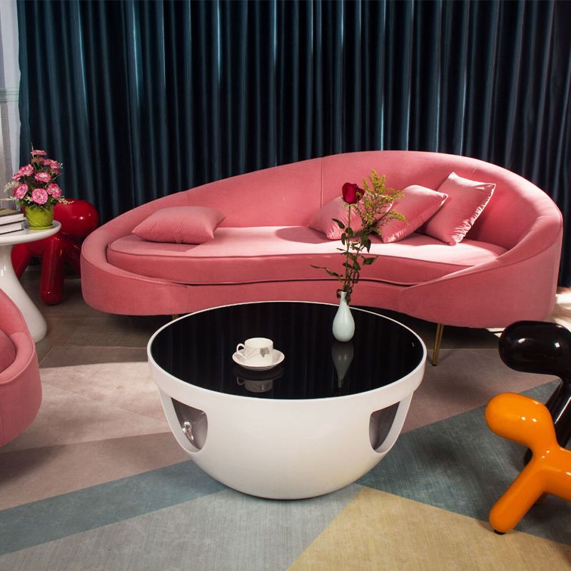 Round Glass Coffee Table Modern Simple Shelf Included Cocktail Table - Dia 32.28"