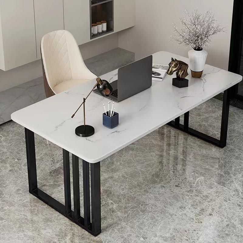 Rectangle Dining Table Stone Dining Table with Double Pedestal