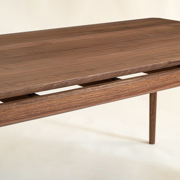 Modern Rectangle Dinner Table Brown Solid Wood Tabletop for Living Room