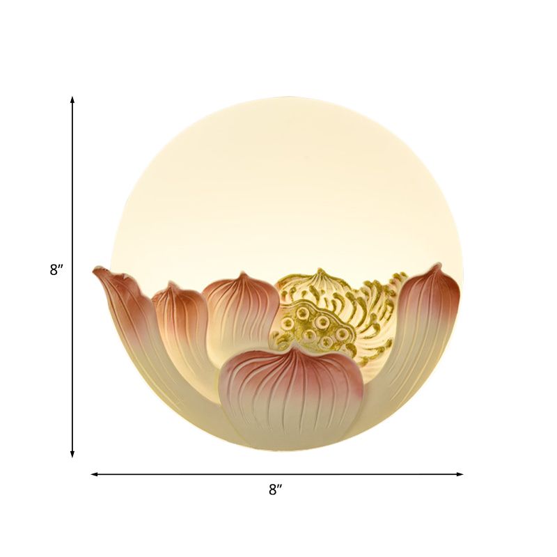 Hars Lotus/Mountain-Moon Mural Light Chinese Witte LED Wall gemonteerde lamp voor de kamer