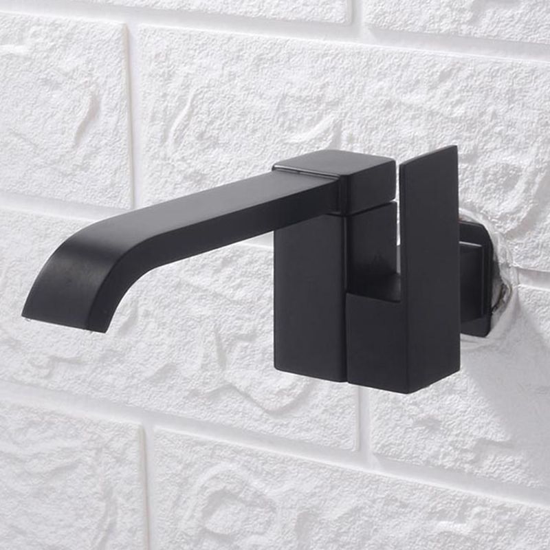 Contemporary Wall Mounted Bathroom Faucet Lever Handles Low Arc Rotatable Brass Faucet