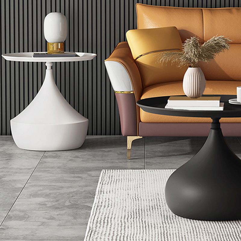 Mid-Century Round Iron Coffee Table Set Pedestal Tray Top Cocktail Table