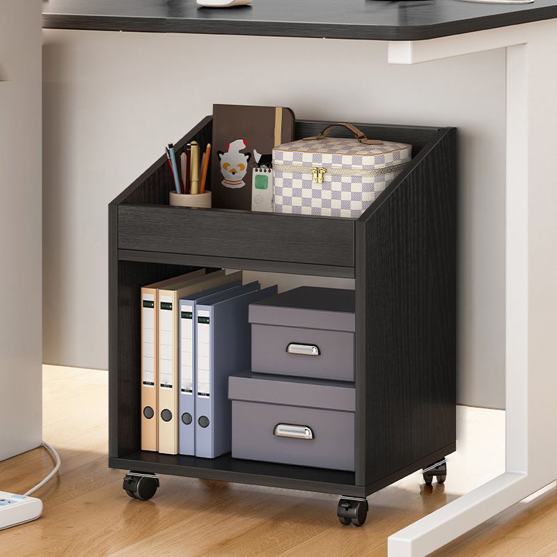 Manufactured Wood Geometric Bookshelf Modern Open Bookcase with Caster Wheels